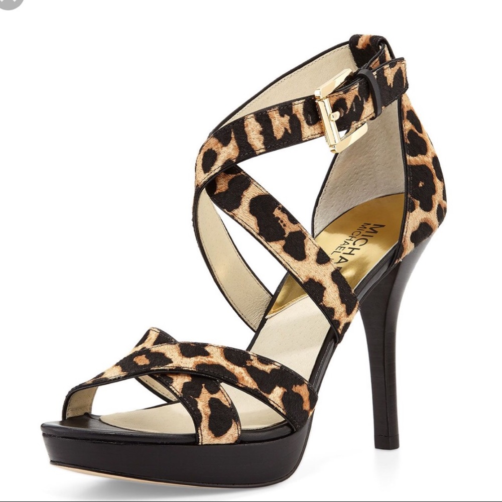 MICHAEL Michael Kors Evie Calf-Hair Sandal Leopard